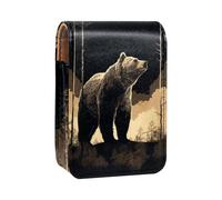 Custodia per rossetto,organizer per rossetto in pelle lucidalabbra con specchio,mini borsa porta rossetto,Albero della foresta della luna dell'orso