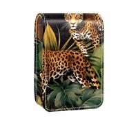 Custodia per rossetto,organizer per rossetto in pelle lucidalabbra con specchio,mini borsa porta rossetto,foglie di palma tropicale farfalla leopardo