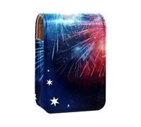 Custodia per rossetto,organizer per rossetto in pelle lucidalabbra con specchio,mini borsa porta rossetto,le stelle americane dei fuochi d'artificio festeggiano