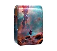 Custodia per rossetto,organizer per rossetto in pelle lucidalabbra con specchio,mini borsa porta rossetto,Universo dello spazio della nebulosa colorata
