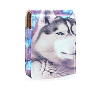 Custodia per rossetto,organizer per rossetto in pelle lucidalabbra con specchio,mini borsa porta rossetto,cane animale lupo