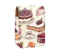 Custodia per rossetto,organizer per rossetto in pelle lucidalabbra con specchio,mini borsa porta rossetto,dessert torta ciliegia fragola