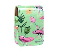 Custodia per rossetto,organizer per rossetto in pelle lucidalabbra con specchio,mini borsa porta rossetto,rana del fiore della libellula del fumetto