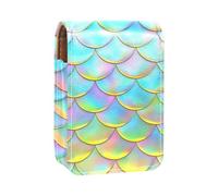 Custodia per rossetto,organizer per rossetto in pelle lucidalabbra con specchio,mini borsa porta rossetto,Squama di pesce sirena color caramella