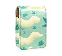 Custodia per rossetto,organizer per rossetto in pelle lucidalabbra con specchio,mini borsa porta rossetto,uccelli che volano e nuvole