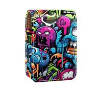 Custodia per rossetto,organizer per rossetto in pelle lucidalabbra con specchio,mini borsa porta rossetto,Modello colorato mostro di arte dei graffiti