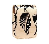 Custodia per rossetto,organizer per rossetto in pelle lucidalabbra con specchio,mini borsa porta rossetto,Modello astratto di arte della donna africana