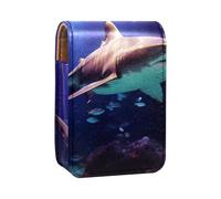Custodia per rossetto,organizer per rossetto in pelle lucidalabbra con specchio,mini borsa porta rossetto,Squalo pesce del mondo marino