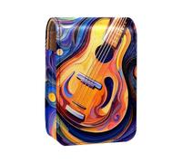 Custodia per rossetto,organizer per rossetto in pelle lucidalabbra con specchio,mini borsa porta rossetto,la musica di arte astratta nota la chitarra