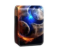 Custodia per rossetto,organizer per rossetto in pelle lucidalabbra con specchio,mini borsa porta rossetto,3D Yin Yang Pettegolezzo Luna Terra