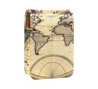 Custodia per rossetto,organizer per rossetto in pelle lucidalabbra con specchio,mini borsa porta rossetto,mappa del mondo della strada della bussola