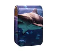 Custodia per rossetto,organizer per rossetto in pelle lucidalabbra con specchio,mini borsa porta rossetto,Squalo pesce del mondo marino
