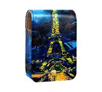Custodia per rossetto,organizer per rossetto in pelle lucidalabbra con specchio,mini borsa porta rossetto,Torre Eiffel di Parigi di notte dell'acquerello