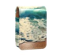 Custodia per rossetto,organizer per rossetto in pelle lucidalabbra con specchio,mini borsa porta rossetto,spiaggia onda e mare di sabbia