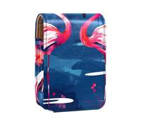 Custodia per rossetto,organizer per rossetto in pelle lucidalabbra con specchio,mini borsa porta rossetto,Flamingo strisce fiori rosa
