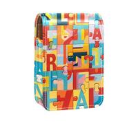 Custodia per rossetto,organizer per rossetto in pelle lucidalabbra con specchio,mini borsa porta rossetto,modello di puzzle numero alfabeto