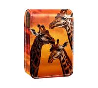 Custodia per rossetto,organizer per rossetto in pelle lucidalabbra con specchio,mini borsa porta rossetto,Tramonto animale della giraffa dell'Africa