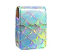 Custodia per rossetto,organizer per rossetto in pelle lucidalabbra con specchio,mini borsa porta rossetto,Squama di pesce sirena color caramella