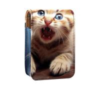Custodia per rossetto,organizer per rossetto in pelle lucidalabbra con specchio,mini borsa porta rossetto,animale gatto gattino carino