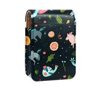 Custodia per rossetto,organizer per rossetto in pelle lucidalabbra con specchio,mini borsa porta rossetto,unicorno nello spazio della galassia