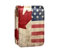 Custodia per rossetto,organizer per rossetto in pelle lucidalabbra con specchio,mini borsa porta rossetto,Bandiera America Canada retrò