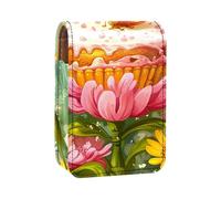Custodia per rossetto,organizer per rossetto in pelle lucidalabbra con specchio,mini borsa porta rossetto,torta farfalla primaverile di pasqua