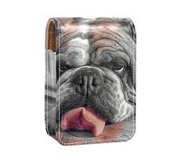 Custodia per rossetto,organizer per rossetto in pelle lucidalabbra con specchio,mini borsa porta rossetto,modello di bulldog carino cane