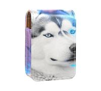 Custodia per rossetto,organizer per rossetto in pelle lucidalabbra con specchio,mini borsa porta rossetto,cane animale lupo