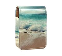 Custodia per rossetto,organizer per rossetto in pelle lucidalabbra con specchio,mini borsa porta rossetto,spiaggia onda e mare di sabbia