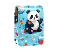 Custodia per rossetto,organizer per rossetto in pelle lucidalabbra con specchio,mini borsa porta rossetto,Illustrazione colorata dell'orso panda animale