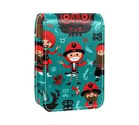 Custodia per rossetto,organizer per rossetto in pelle lucidalabbra con specchio,mini borsa porta rossetto,tema dell'oceano dei pirati dei cartoni animati