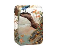 Custodia per rossetto,organizer per rossetto in pelle lucidalabbra con specchio,mini borsa porta rossetto,pavone delle coppie dell'albero della foresta