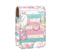 Custodia per rossetto,organizer per rossetto in pelle lucidalabbra con specchio,mini borsa porta rossetto,Torta ciambella Gelato Unicorno