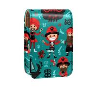 Custodia per rossetto,organizer per rossetto in pelle lucidalabbra con specchio,mini borsa porta rossetto,tema dell'oceano dei pirati dei cartoni animati