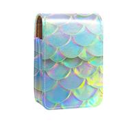 Custodia per rossetto,organizer per rossetto in pelle lucidalabbra con specchio,mini borsa porta rossetto,Squama di pesce sirena color caramella