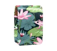 Custodia per rossetto,organizer per rossetto in pelle lucidalabbra con specchio,mini borsa porta rossetto,rana del fiore della libellula del fumetto