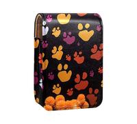Custodia per rossetto,organizer per rossetto in pelle lucidalabbra con specchio,mini borsa porta rossetto,ossa e impronta della zampa
