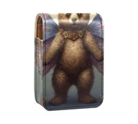 Custodia per rossetto,organizer per rossetto in pelle lucidalabbra con specchio,mini borsa porta rossetto,Illustrazione colorata dell'orso della farfalla