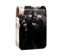 Custodia per rossetto,organizer per rossetto in pelle lucidalabbra con specchio,mini borsa porta rossetto,gattino gatto nero
