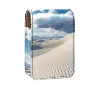 Custodia per rossetto,organizer per rossetto in pelle lucidalabbra con specchio,mini borsa porta rossetto,deserto di sabbia bianca