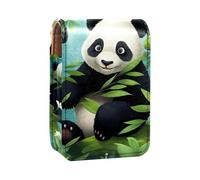 Custodia per rossetto,organizer per rossetto in pelle lucidalabbra con specchio,mini borsa porta rossetto,Illustrazione animale del fiore della pianta dell'orso del panda