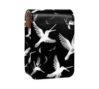 Custodia per rossetto,organizer per rossetto in pelle lucidalabbra con specchio,mini borsa porta rossetto,uccelli sagome bianche nere