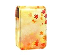 Custodia per rossetto,organizer per rossetto in pelle lucidalabbra con specchio,mini borsa porta rossetto,Cadono le foglie d'autunno