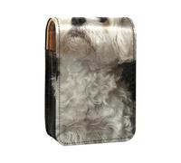 Custodia per rossetto,organizer per rossetto in pelle lucidalabbra con specchio,mini borsa porta rossetto,Cane bianco carino Bichon Frise