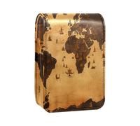 Custodia per rossetto,organizer per rossetto in pelle lucidalabbra con specchio,mini borsa porta rossetto,mappa del mondo della terra d'epoca