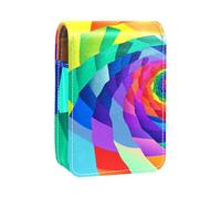 Custodia per rossetto,organizer per rossetto in pelle lucidalabbra con specchio,mini borsa porta rossetto,Vortice arcobaleno di fantasia
