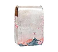 Custodia per rossetto,organizer per rossetto in pelle lucidalabbra con specchio,mini borsa porta rossetto,Colore giapponese Monte Fuji Cherry Blossoms