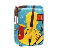 Custodia per rossetto per esterno Jazz Poster Vector Organizer portatile per rossetto con specchio Mini borsa per trucco da donna prende fino a 3 rossetti, Multicolore, 9.5x2x7 cm/3.7x0.8x2.7 in