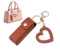 custodia per rossetto - Piccola borsa per cosmetici, custodia per cosmetici da viaggio | piccola custodia per rossetto portatile ed elegante in pelle PU con ciondolo ad amore per rossetto, l