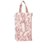 Custodia per salviette umide trapuntata in tela rosa classico | Dispenser di salviette per neonati trapuntate a motivi floreali in tela, custodia portatile riutilizzabile per salviette